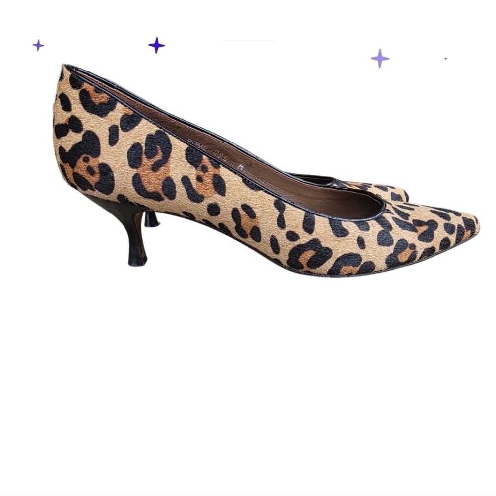 Donald J Pliner Womens ROME Pointed Kitten Heel Shoes Size 9.5 Lepoard Print
